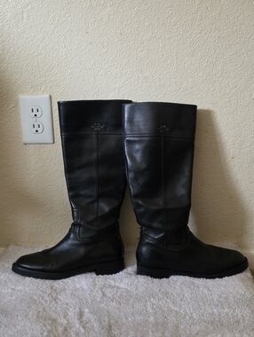 Coach Black Leather Riding Boots Size 8B